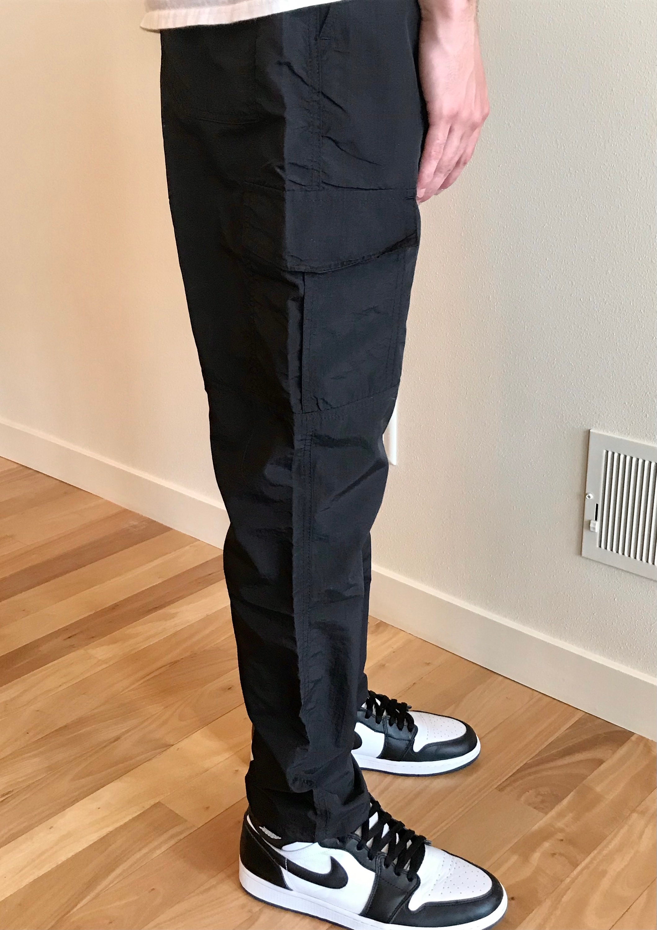 Vintage nylon cargo pants black Etsy