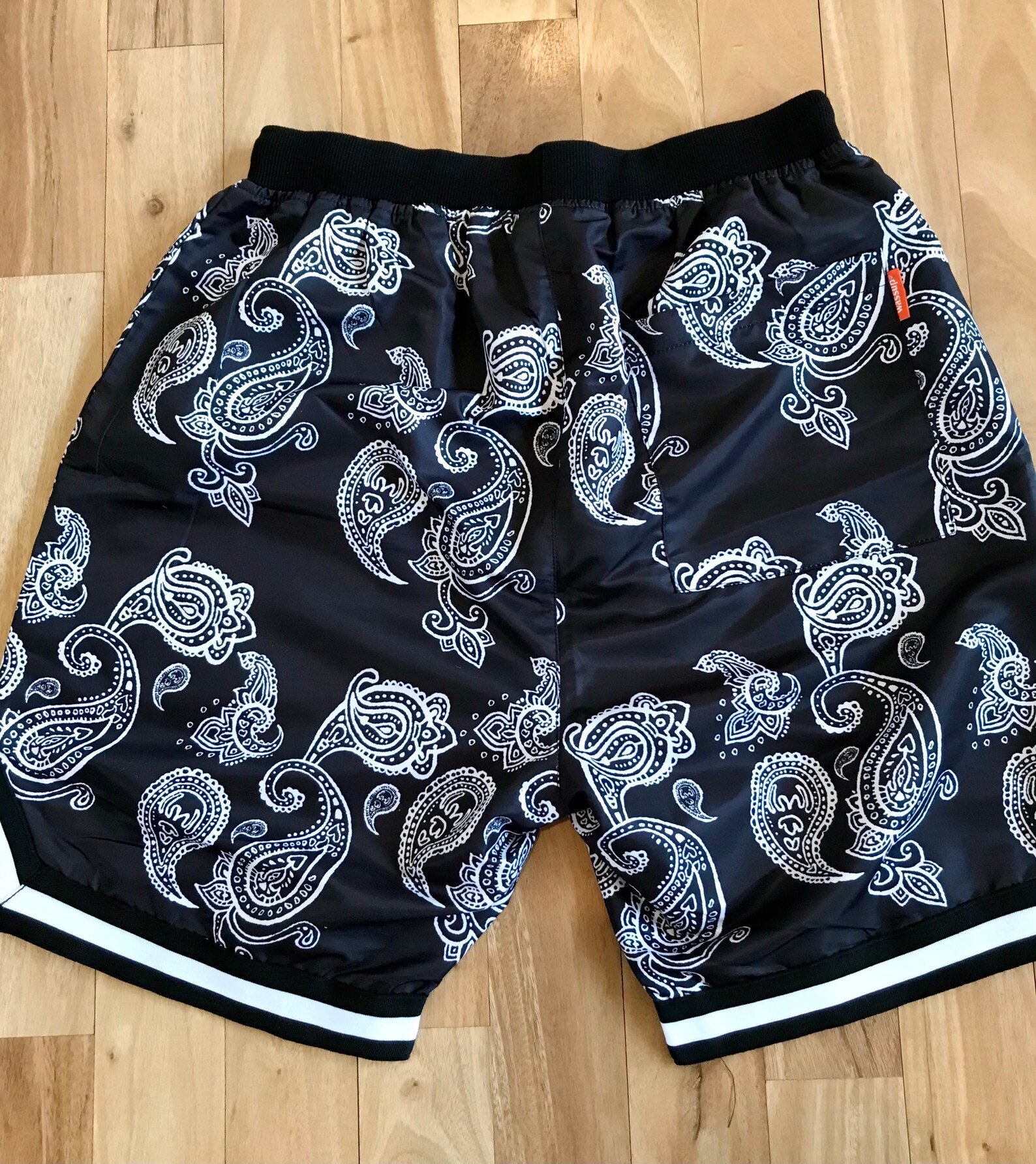 Paisley Bandana Shorts Black and White Etsy