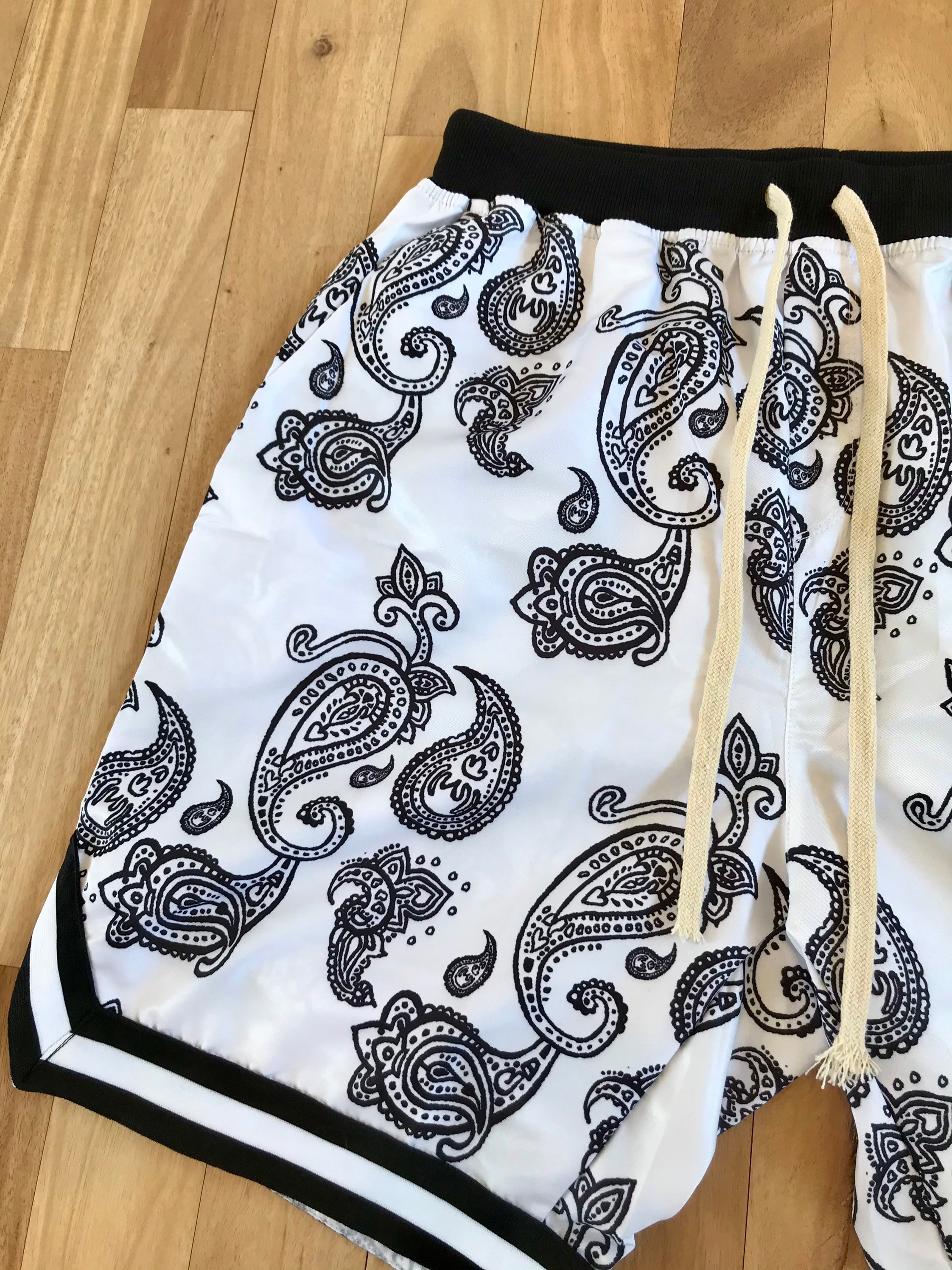 Paisley bandana shorts white and black Etsy