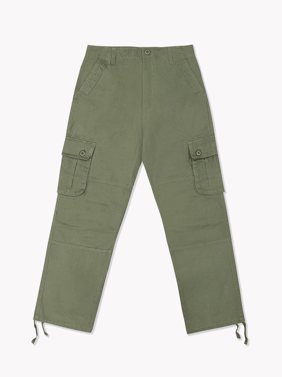Mens Streetwear 6 Pocket Cargo Pants Olive Green 