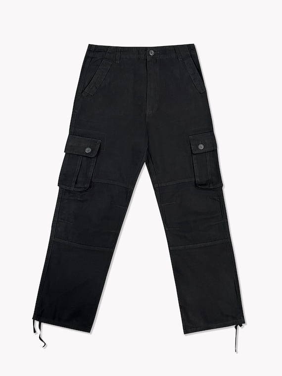 Solid 6 Pockets Cargo Pant With Black Strip On Pocket Slim and Regular fit