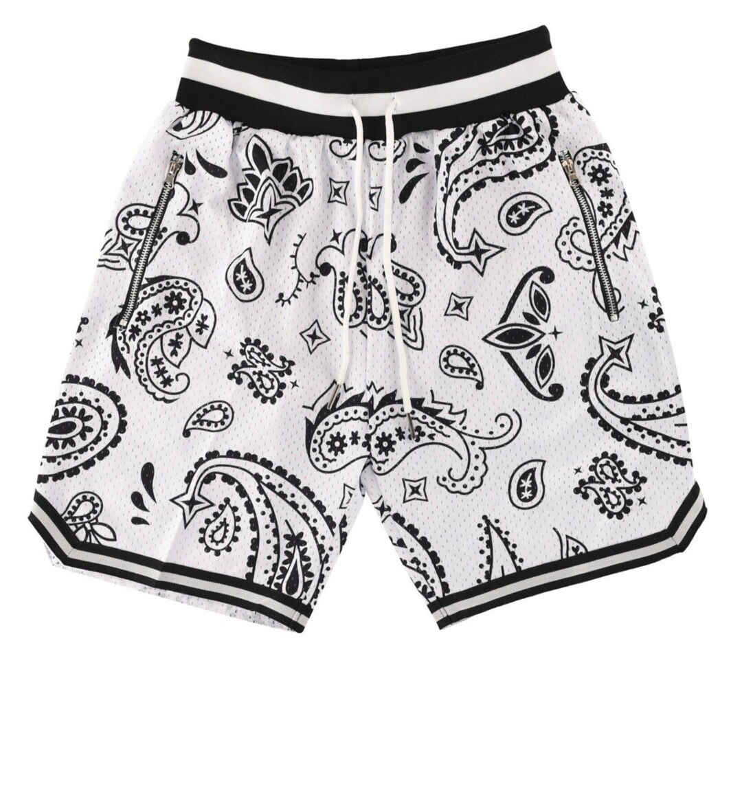Paisley Basketball Shorts White Etsy Denmark