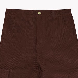 Yelete Corduroy Wide Leg Cargo Pants in Brown