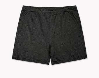 Unisex Heavyweight Everyday Mesh Shorts Black Adjustable Drawstring/ Side Pockets