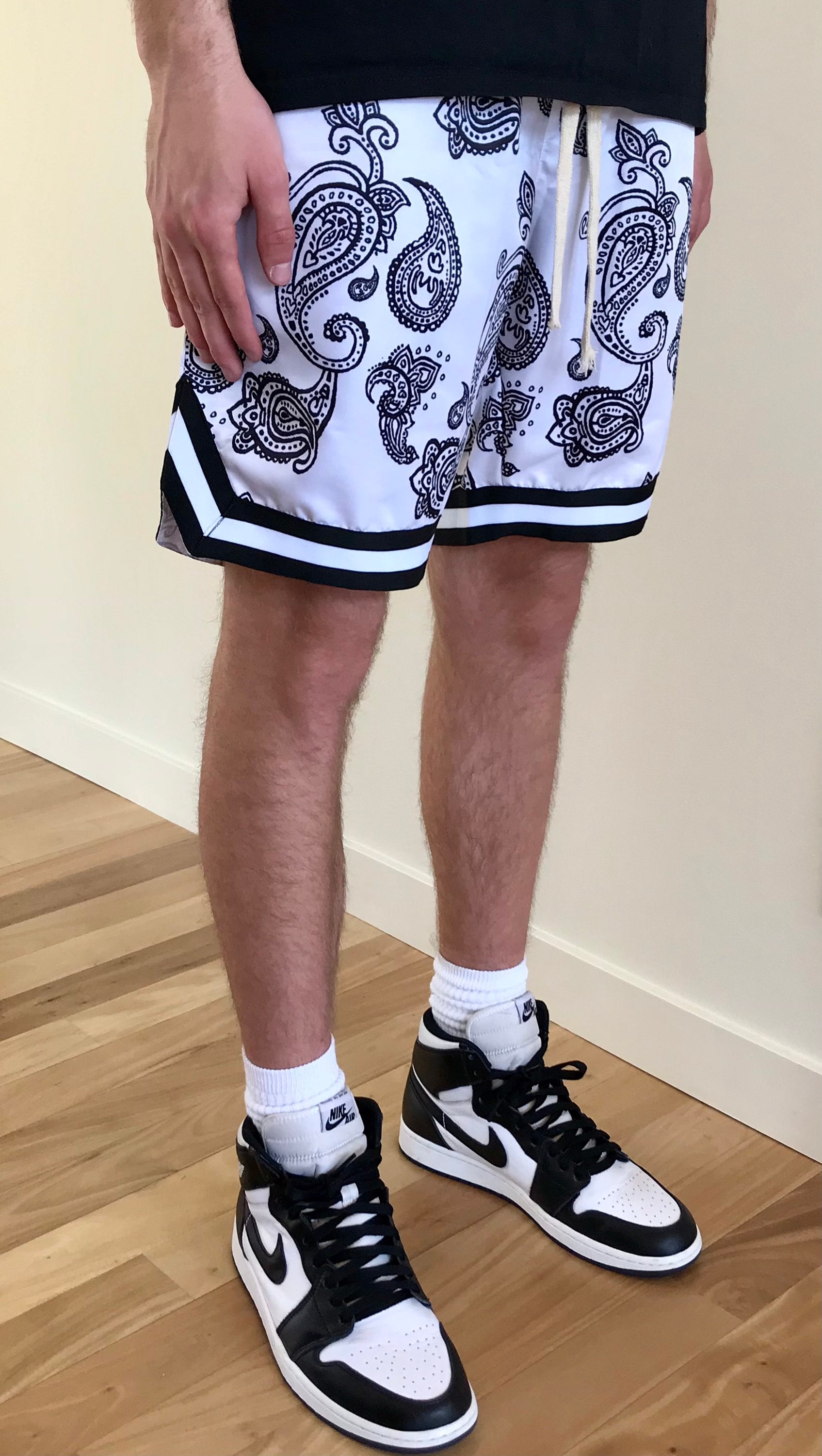 Paisley bandana shorts white and black Etsy