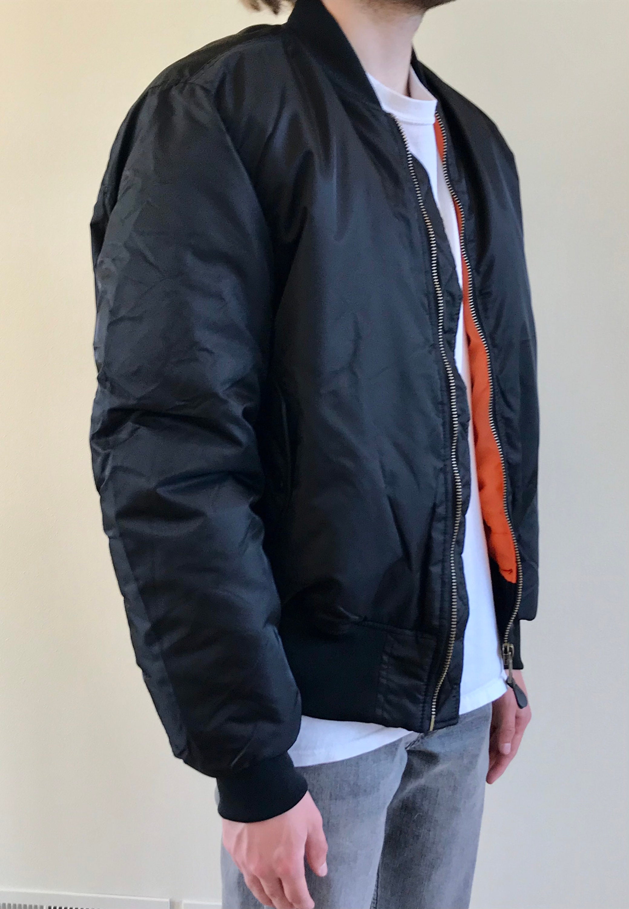 Nylon MA1 military bomber jacket black Etsy