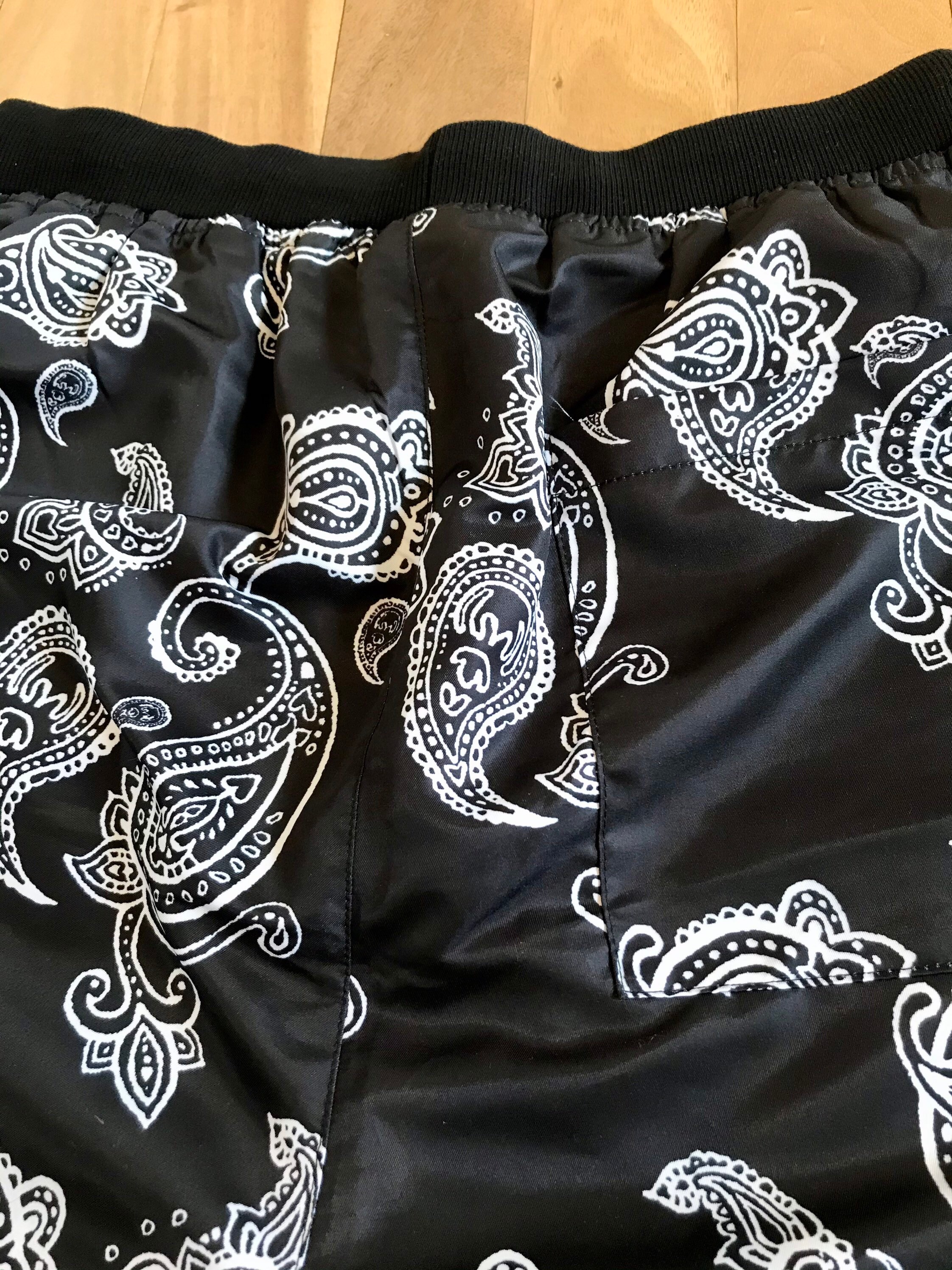 Paisley Bandana Shorts Black and White | Etsy