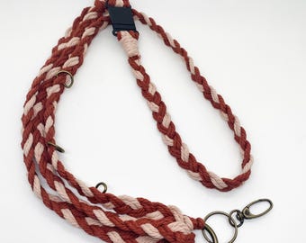 Custom Macrame Crossbody Lanyard | Adjustable Sliding Knot | 3 D-Rings | Handmade with Cotton Cord