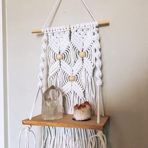 Small Macramé Chevron Shelf - Mini Macramé, Custom Made Boho Shelf Décor