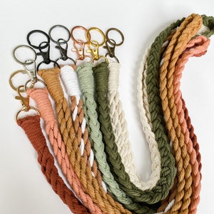 Custom Macrame Lanyard | Free Shipping |Macrame Braided Badge Holder With Keyring | Made to Order 30+ colors | Teacher/Nurse Lanyard