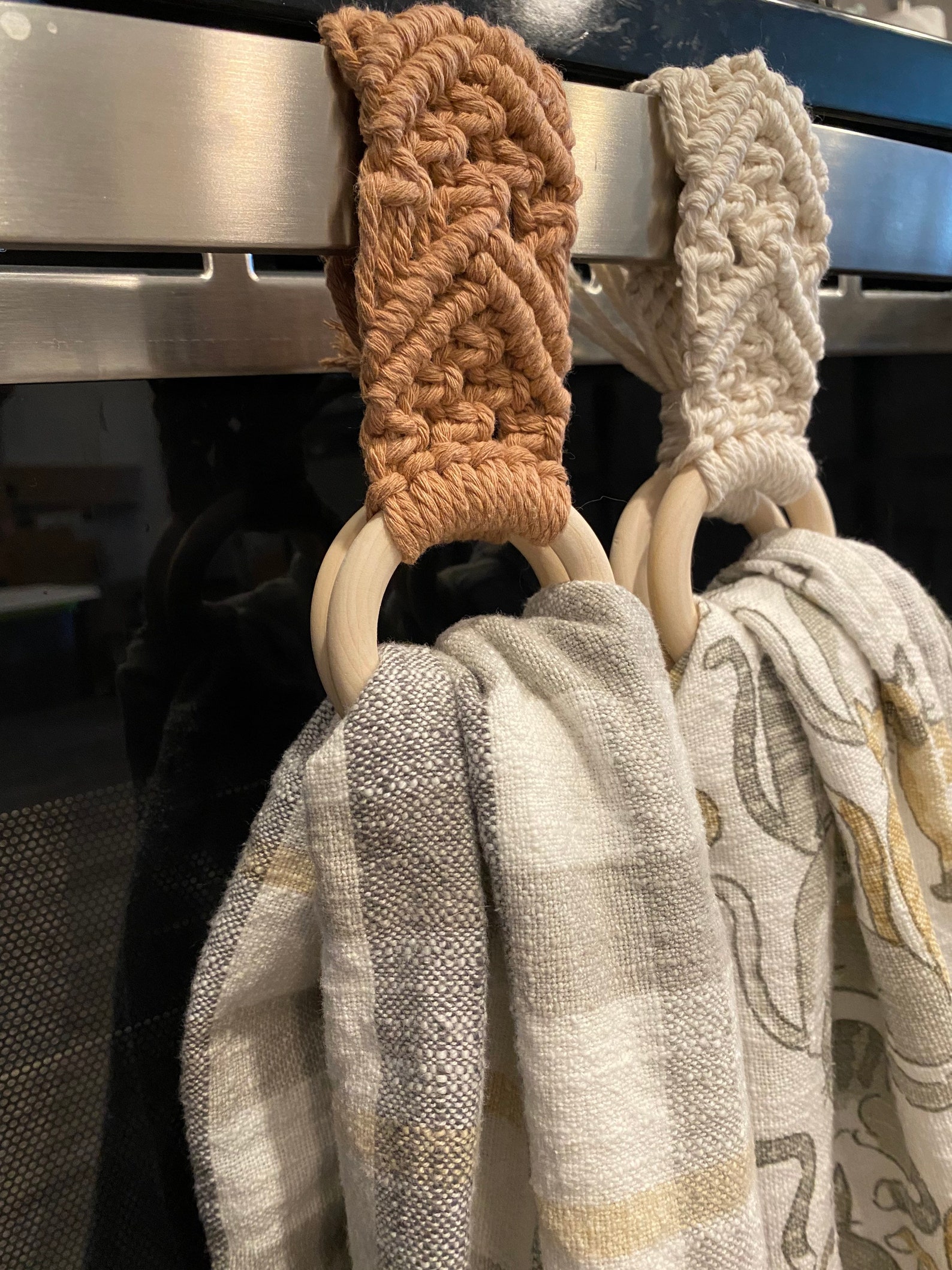 Macramé Towel Hanger Kitchen Towel Hanger Oven Door Towel Etsy