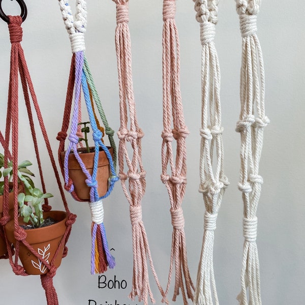 Set of Mini Macrame Hanging Planters | Small Customized Plant Hangers | Indoor Plant Hangers for Small Pots, Car Mirror Charm