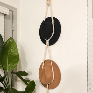 Macrame Hat Organizer - Holds 1, 2, or 3 Hats - Boho Minamilistic Hat Holder