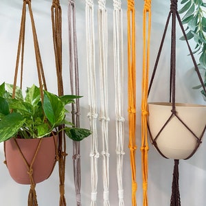 Set of Simple Macramé Plant hangers - Medium - Large Pot Sized Hanging Plant Holders - Indoor / Outdoor Minimalist Plant Hanger Sets