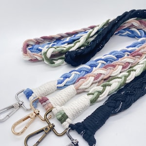 Macrame Lanyard | Custom Made to Order Macrame Braided Badge Holder With Matching Keyring | Made to Order 30+ colors | Teacher/Nurse Lanyard