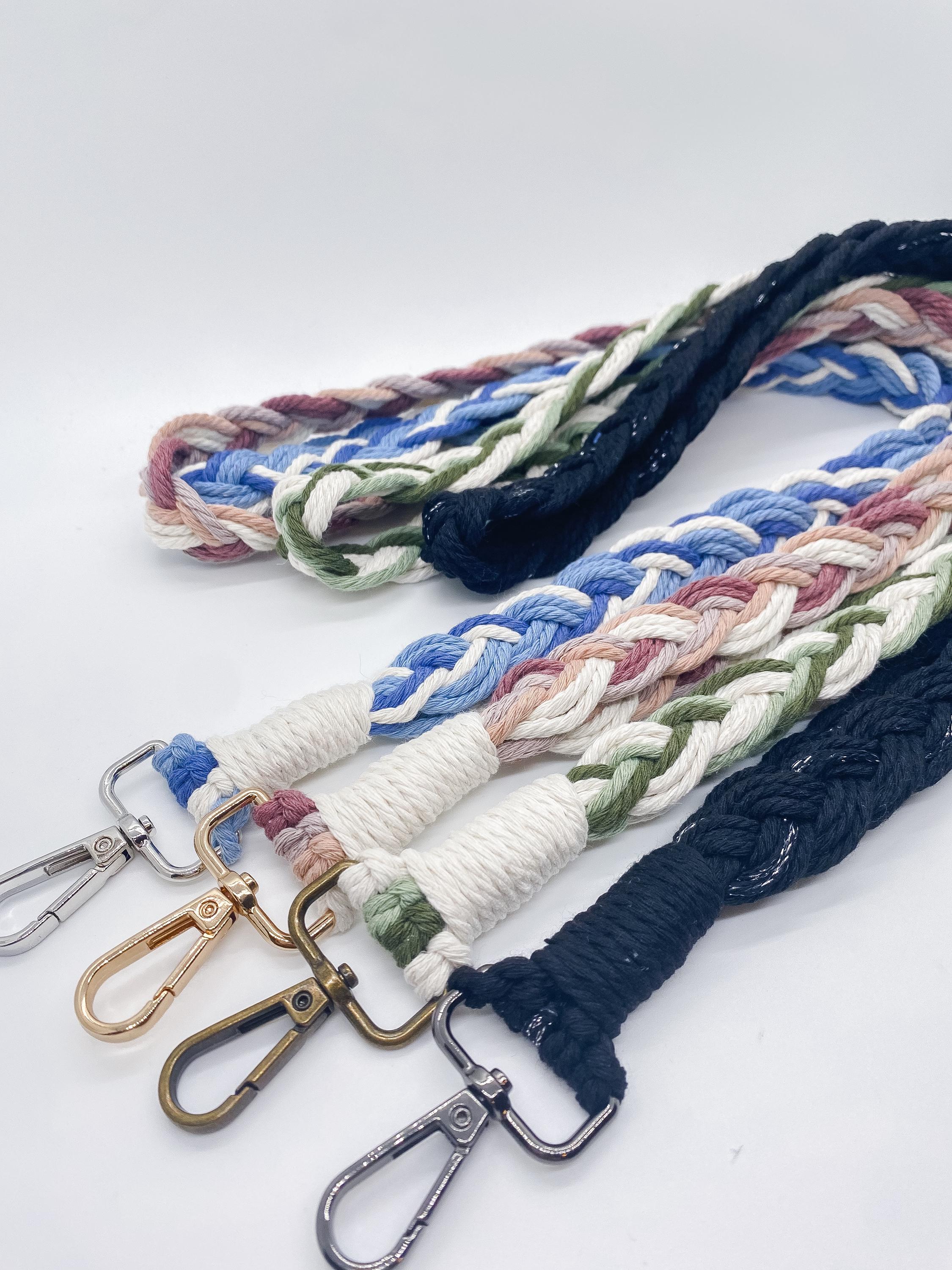 Custom Macrame Lanyard: Braided Cotton Badge Holder with Keyring
