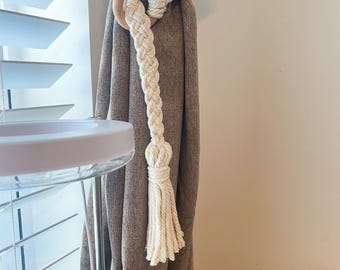 Handmade Macrame Curtain Tie Backs: Braided Tassel, Custom Color Set of 2