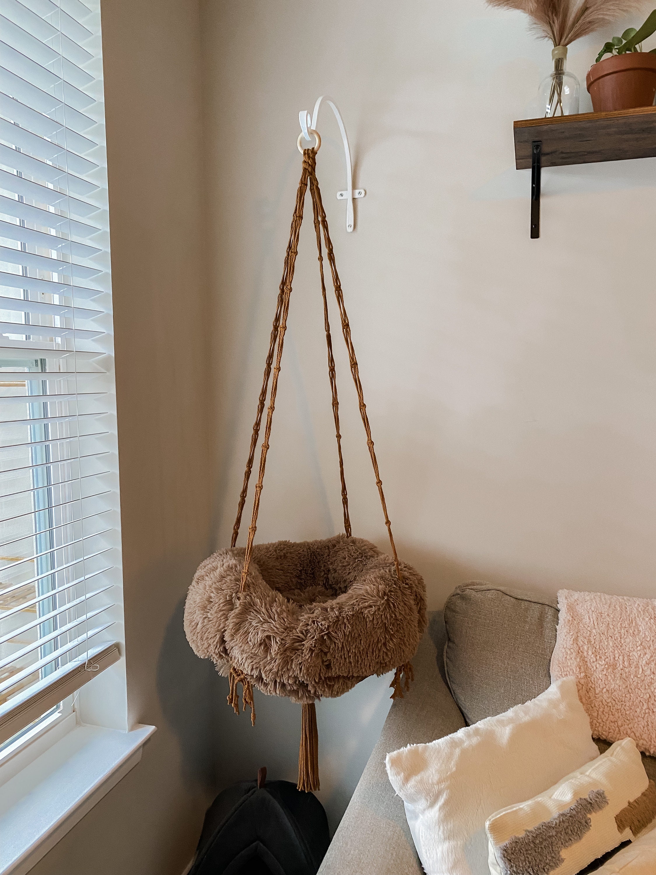 Macramé Cat Bed - Bohemian Style Elegant Pet Hammock - 14 or 19 Inch
