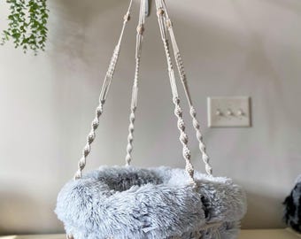 Macrame Cat Bed - Large | Thick for large cats |19 or 22 inch Pet Hammock with or without Pillow