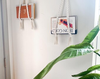 Braided Macrame Book Holder | Hanging Book Sling | Boho Wall Decor | Cozy Reader Gift | Handmade Book Display
