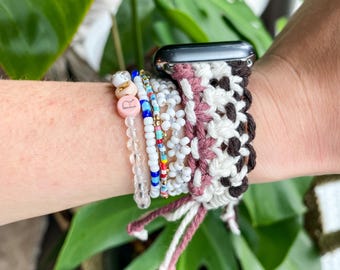 Macramé Apple Watch Compatible Bands | Handmade Adjustable Sliding Knit Apple Watch Bands