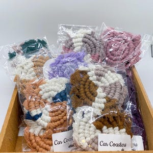 Macramé Car Coaster Set (2): Handmade Boho Auto Décor