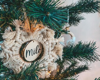 Custom Macrame Snowflake Ornament: Personalized Boho Christmas Decor