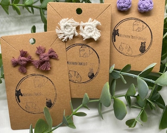 Macrame Stud Earrings | Lightweight Boho Earrings | Starburst, Spiral & Rose Knot Designs