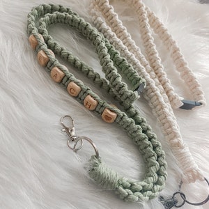 Personalized Name Macramé Breakaway Lanyard with Wooden Letter Beads - Customizable