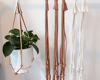 Macrame Plant Hanger: Small Indoor Hanging Planter, Customized Colors
