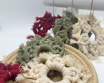 Macramé Snowflake Ornament Sets | Custom Color Boho Snowflake Ornaments