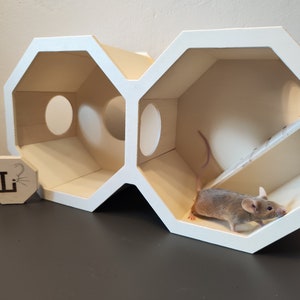Double cave L - for golden hamsters, teddy hamsters and gerbils / hamster house / small animal accessories made of wood for burying (rodents/small animals)
