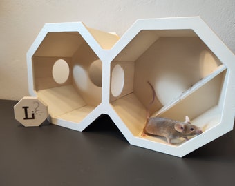 Doppelhöhle L - für Goldhamster, Teddyhamster und Gerbil  / Hamsterhaus / Kleintierzubehör aus Holz zum eingraben (Nager/Kleintiere)