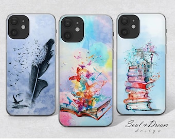 Bookworm Phone Case  Literature Bookish Cover for Pixel Pro 6A iPhone 14 13 12 11 Pro 6 7 8 Plus X XS XR, Samsung A14 S22 S21 S20 A13 A53
