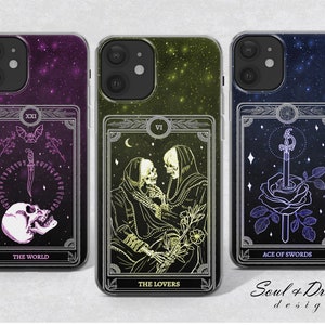 Tarot Card Phone Case Goth Witch iPhone Case for iPhone 15 Plus 14 13 12Pro 11 Xr 8+ 7  S21fe S22 Samsung S20 A14 A13 A33 A53 Pixel 6A 5
