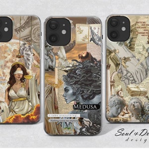 Mythology Phone Case Medusa Cover for iPhone 15 Plus 14 13 12 Pro 11 XR 8 7, Samsung S23 S22 A73 A53 A13 A14 S21 Fe S20, Pixel 7 6A