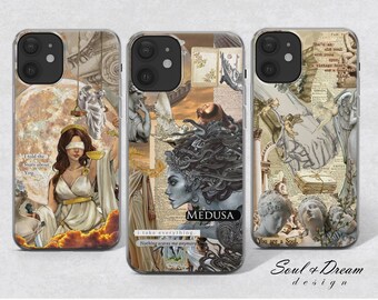 Mythology Phone Case Medusa Cover for iPhone 15 Plus 14 13 12 Pro 11 XR 8 7, Samsung S23 S22 A73 A53 A13 A14 S21 Fe S20, Pixel 7 6A