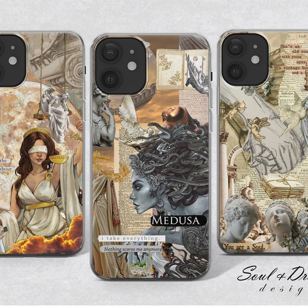 Mythology Phone Case Medusa Cover for iPhone 15 Plus 14 13 12 Pro 11 XR 8 7, Samsung S23 S22 A73 A53 A13 A14 S21 Fe S20, Pixel 7 6A