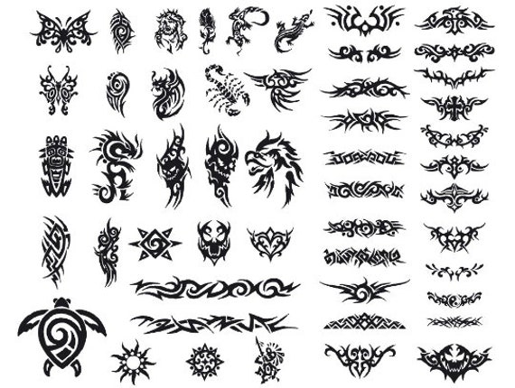 Tattoo Tribal SVG , 50 Tattoo Set, Tattoo Pattern Svg, Vector Layered Cut  File Silhouette Cameo Cricut Design Stencil Vinyl Decal Tshirt - Etsy