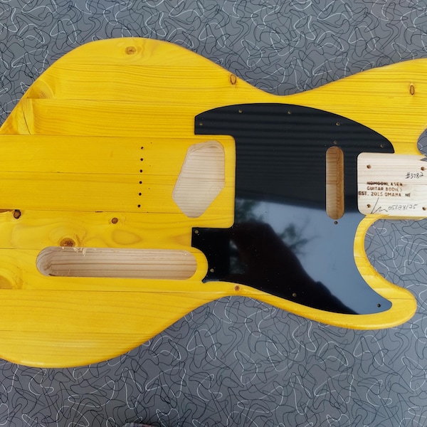 Guitar Body Jagstang/ Telecaster Hybrid Style Nitro Finish Pinecaster Nomoonlaser Pickguard Included