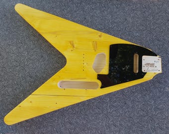 Guitar Body Flying V/Telecaster Hybrid Style Nitro Finish Pinecaster Nomoonlaser Pickguard Included