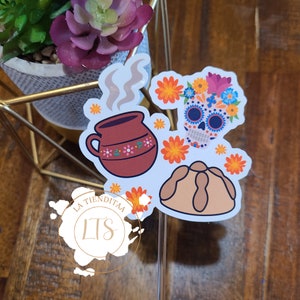 Cafe & Pan De Muerto Dia de los Muertos Sticker or Magnet