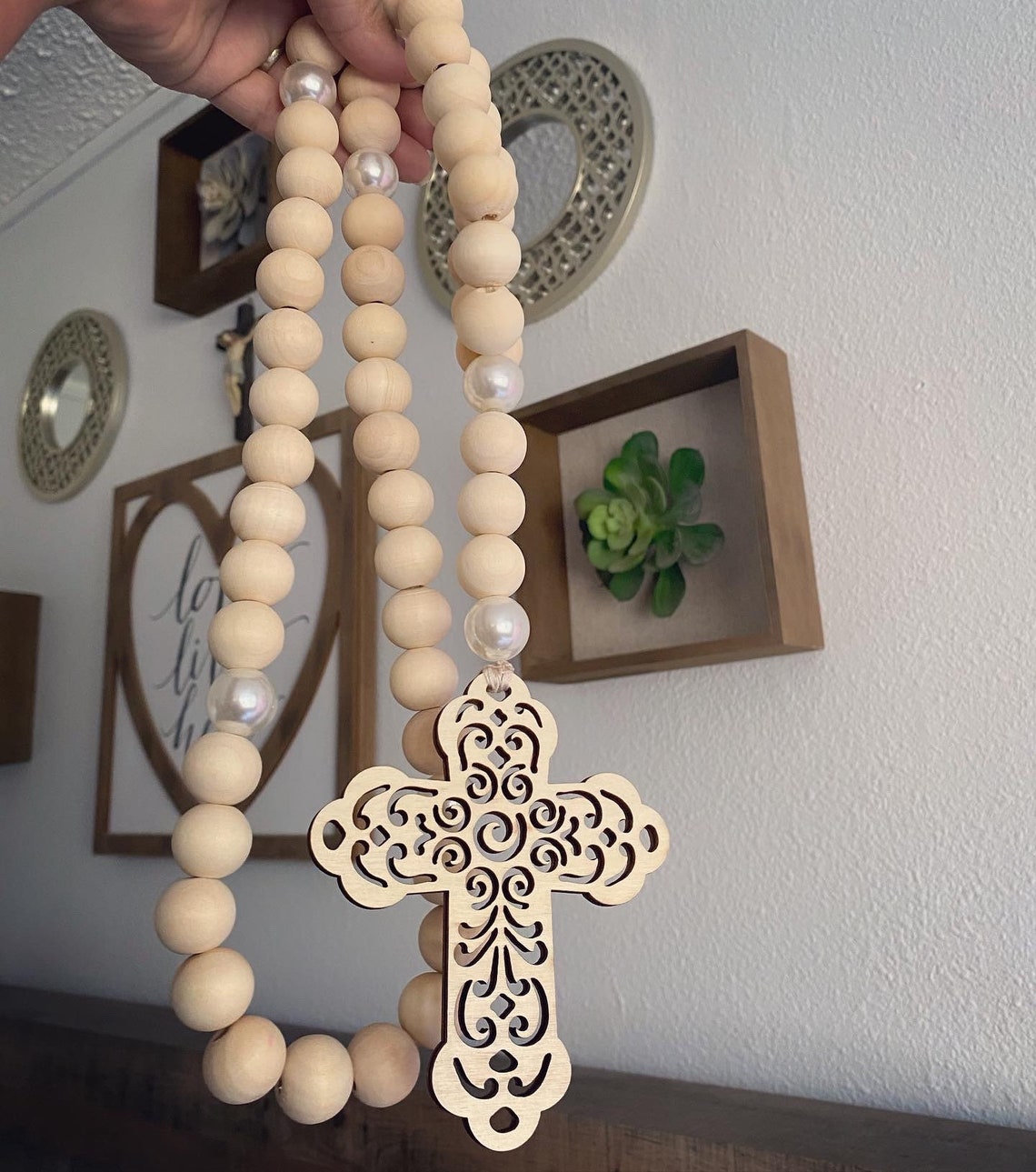 Large Wall Rosary Oversized Rosary Home Decor Catholic Etsy