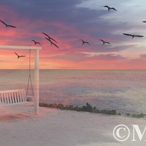 Sunset Beach Scene Matted Photographs Tampa Bay, Florida