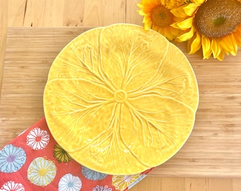 Bordallo Pinheiro Yellow Cabbage Dinner Plate, Portuguese Majolica