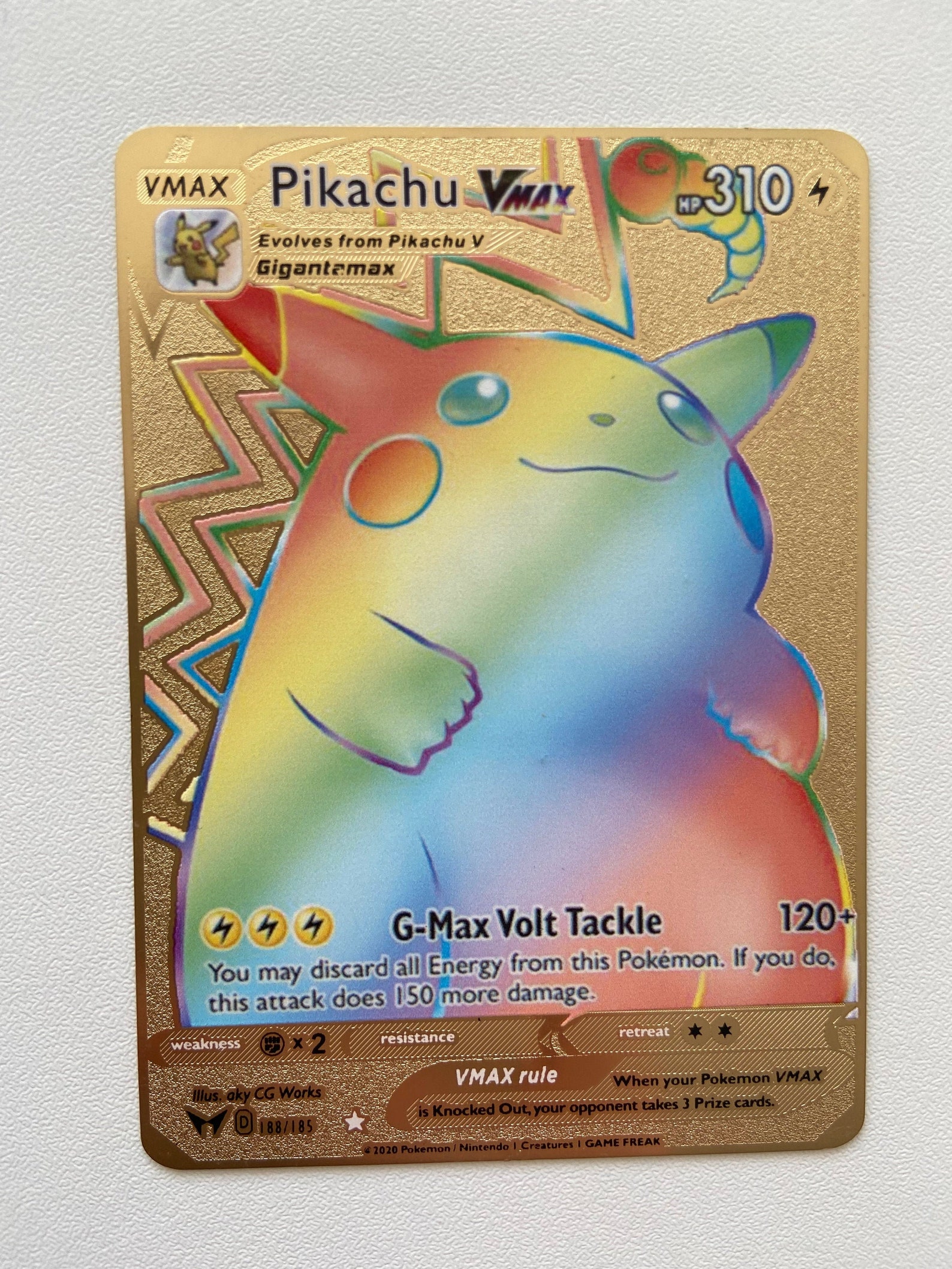 Rainbow Pikachu VMAX Pokemon Card Champions Path Gold Metal | Etsy