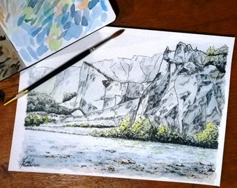 Vorderrhein - original painting in watercolor and ink