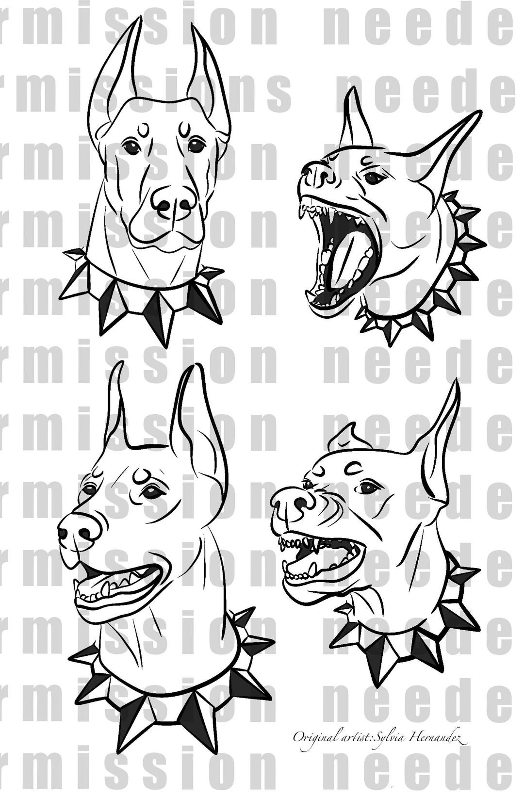 Tattoo Flash Sheet Design Doberman Dog - Etsy