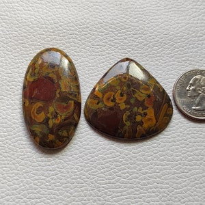 2 P&#39;c Lot Fruit Jasper Cabochon, Loose Gemstone, 115 CRT Natural Jasper Stone, Handmade Jewelry