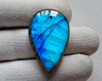 Cabochon de labradorite de feu bleu rare AAA+++, collier en pierre de fabrication de bijoux, 36 x 23 x 6 mm pierre de labradorite flashy